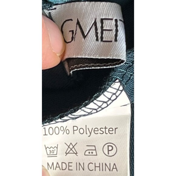 Teal Satin Dress Cap Sleeve Cowl Midi Maxi Formal Party Occasion Glam Womens L - Picture 9 of 13